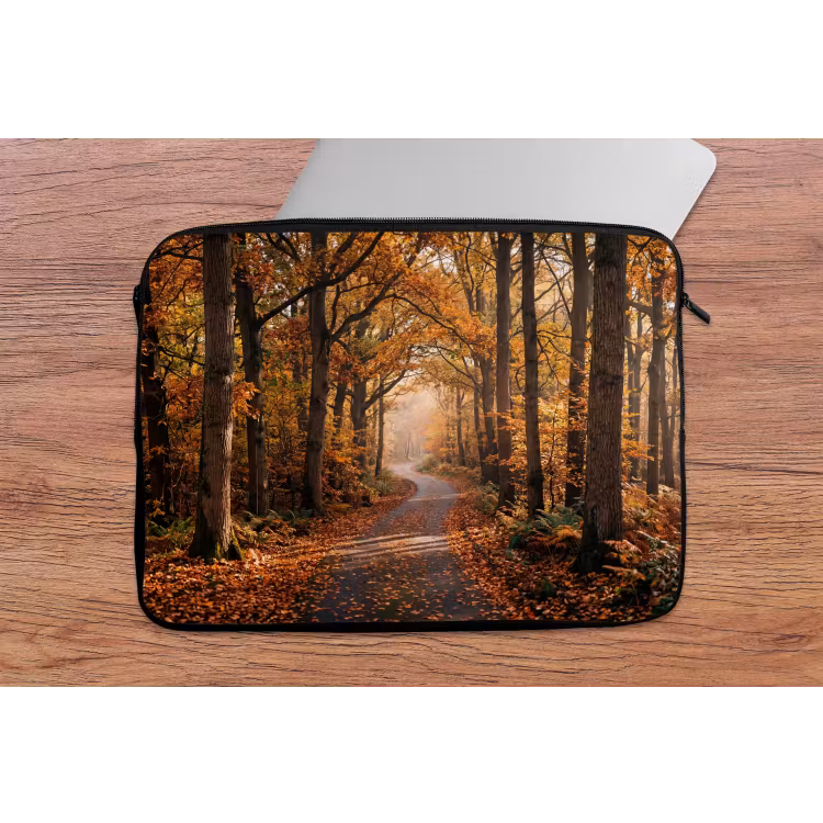 Laptophoes - Bospad - Herfstbos - Bladeren - Oranje - Nostalgisch — 2
