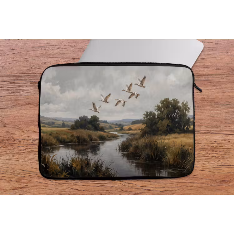 Laptophoes - Eenden - Rivier - Landschap - Vlucht - Nostalgisch — 2