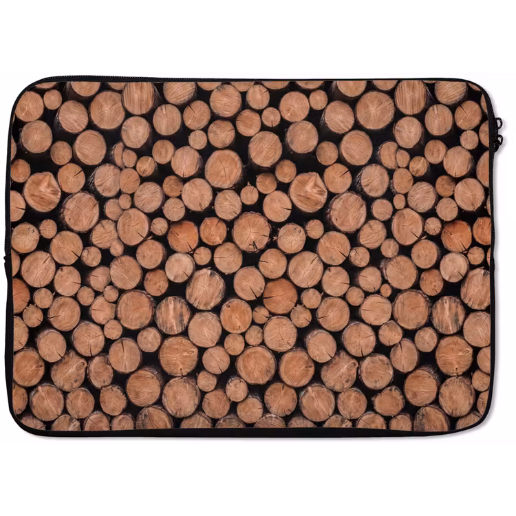 Laptophoes - Houtblokken - Textuur - Patroon - Bruin - Rustiek — 1