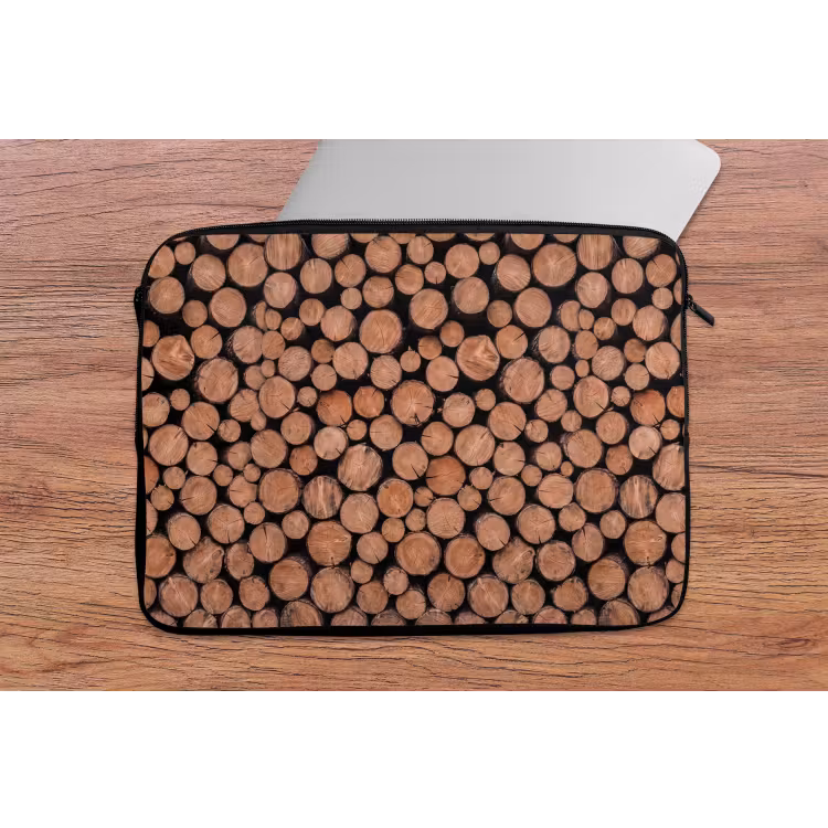 Laptophoes - Houtblokken - Textuur - Patroon - Bruin - Rustiek — 2