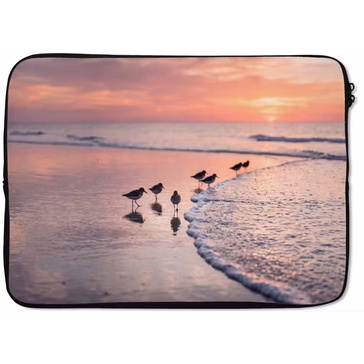 Laptophoes - Meeuwen - Strand - Zee - Roze — 1