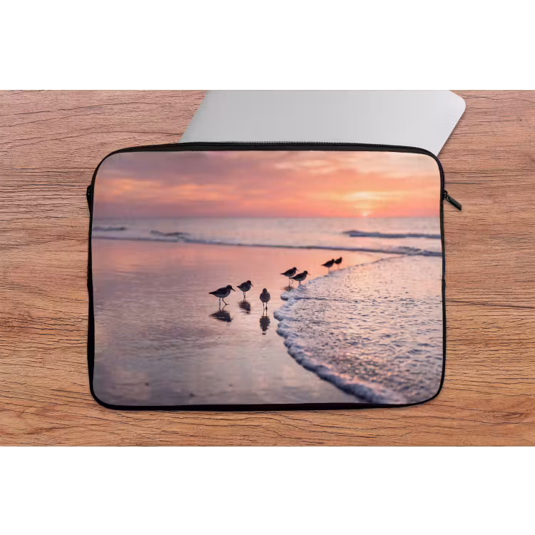 Laptophoes - Meeuwen - Strand - Zee - Roze — 2