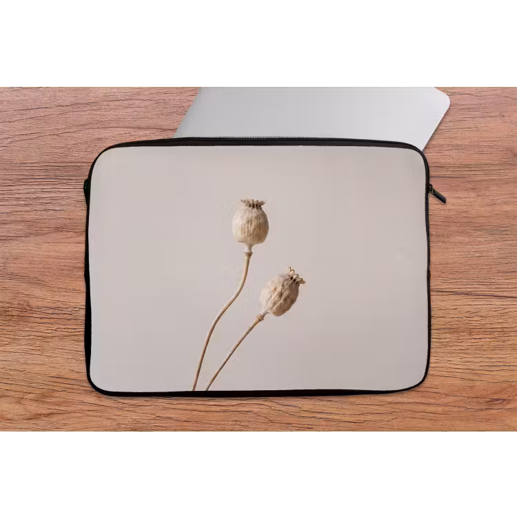 Laptophoes - Papaverbollen - Droogbloemen - Minimalistisch - Beige - Rustig — 2