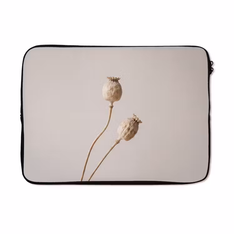 Laptophoes - Papaverbollen - Droogbloemen - Minimalistisch - Beige - Rustig — 5