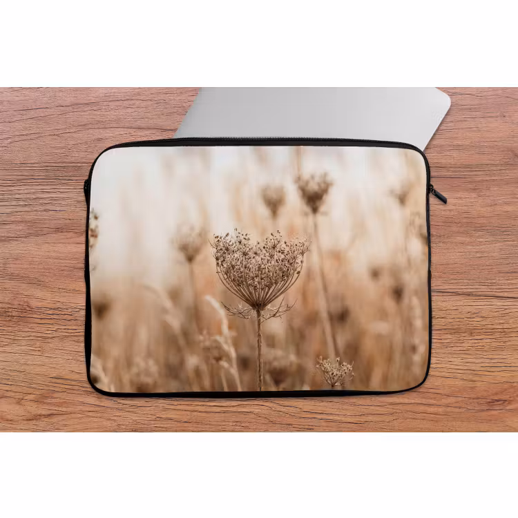Laptophoes - Schermbloem - Droogbloem - Winter - Beige - Minimalistisch — 2