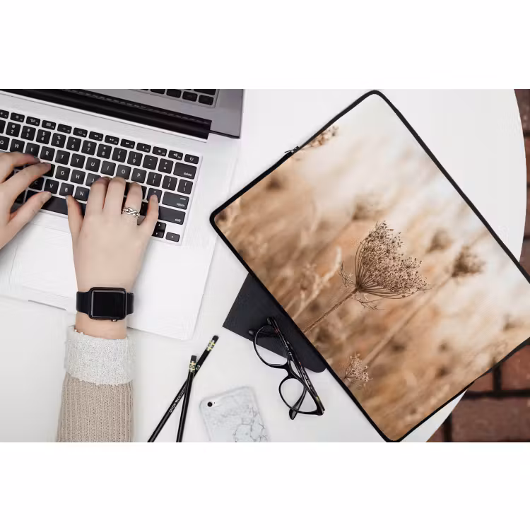Laptophoes - Schermbloem - Droogbloem - Winter - Beige - Minimalistisch — 3