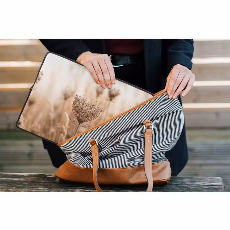 Laptophoes - Schermbloem - Droogbloem - Winter - Beige - Minimalistisch — 4