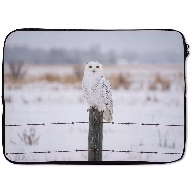 Laptophoes - Sneeuwuil - Hek - Sneeuw - Wit — 1