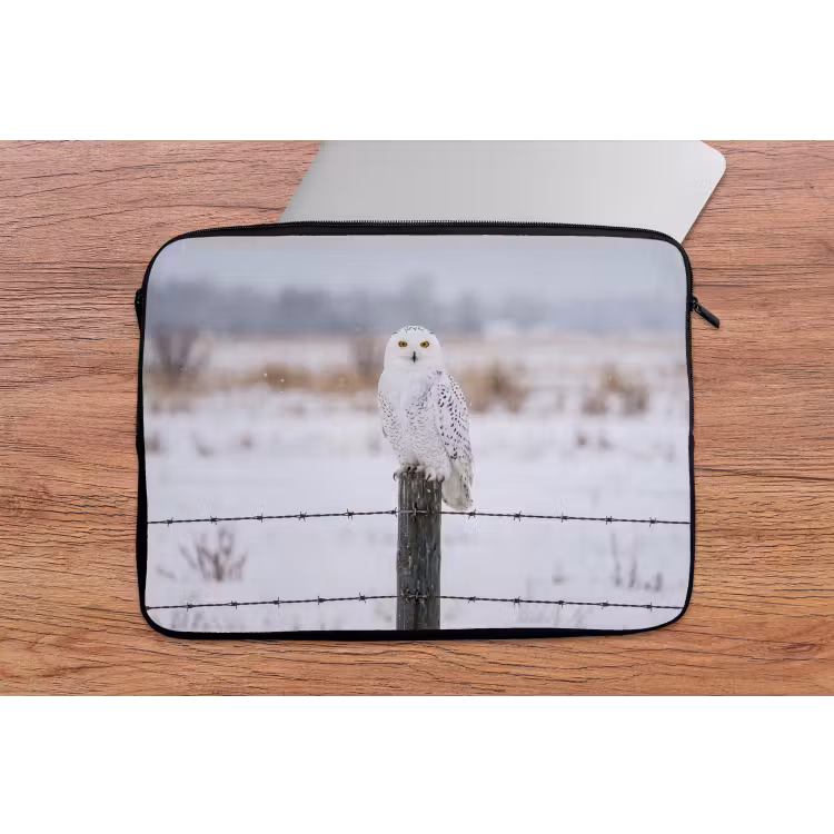 Laptophoes - Sneeuwuil - Hek - Sneeuw - Wit — 2
