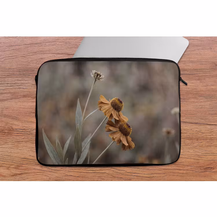 Laptophoes - Zonnehoed - Droogbloemen - Geel - Warm — 2