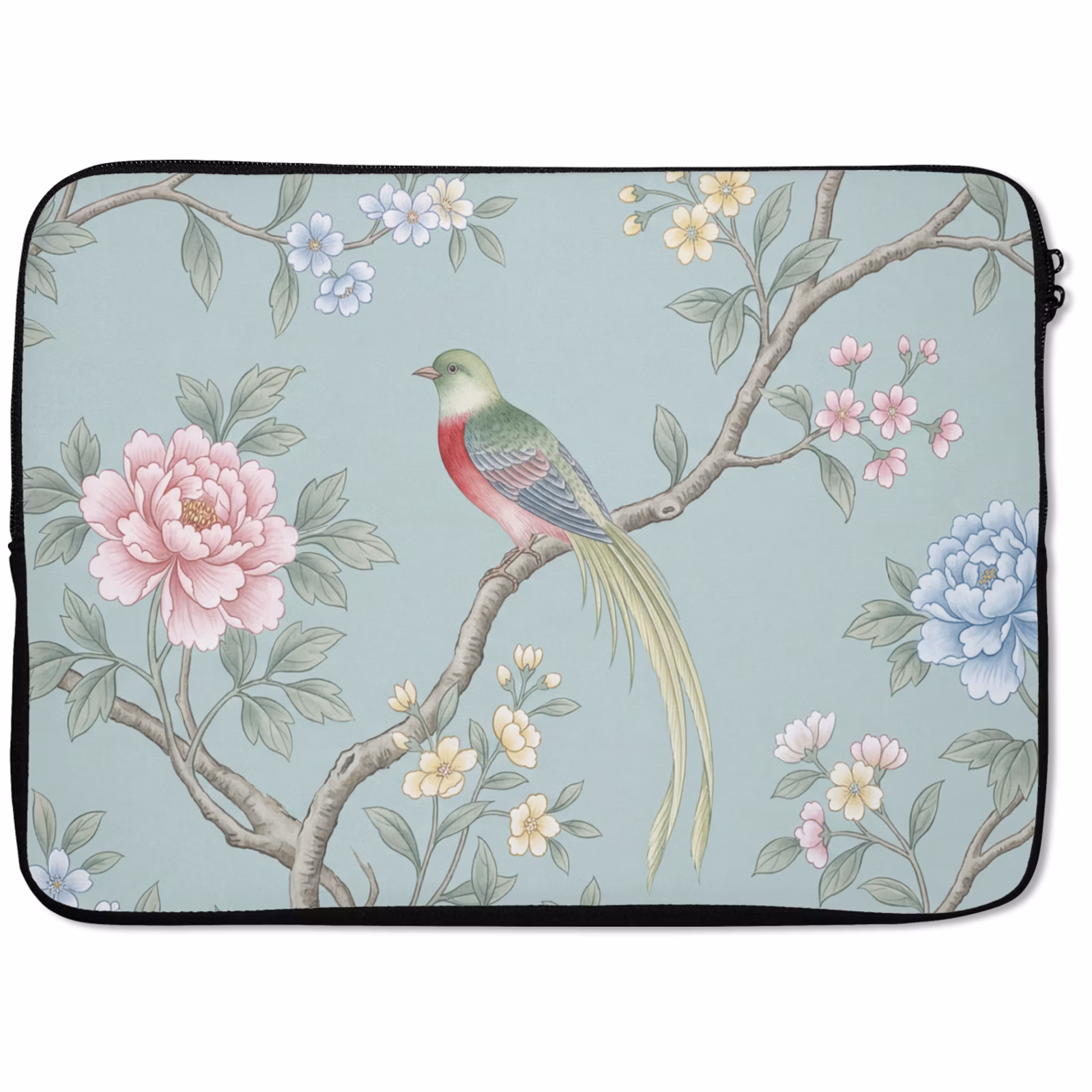 Laptophoes - Vogel - Bloemen - Kleurrijk — 1