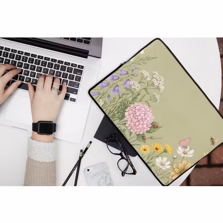 Laptophoes - Botanisch - Bloemen - Kleurrijk — 3