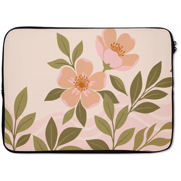 Laptophoes - Grafisch - Bloemen - Roze — 1