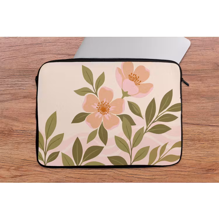 Laptophoes - Grafisch - Bloemen - Roze — 2