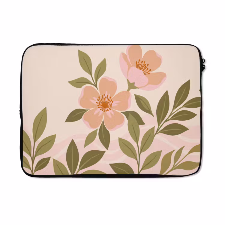 Laptophoes - Grafisch - Bloemen - Roze — 5