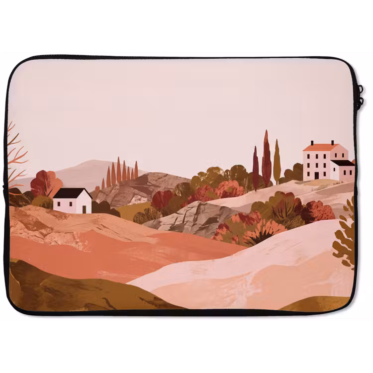 Laptophoes - Heuvellandschap - Grafisch - Terracotta — 1