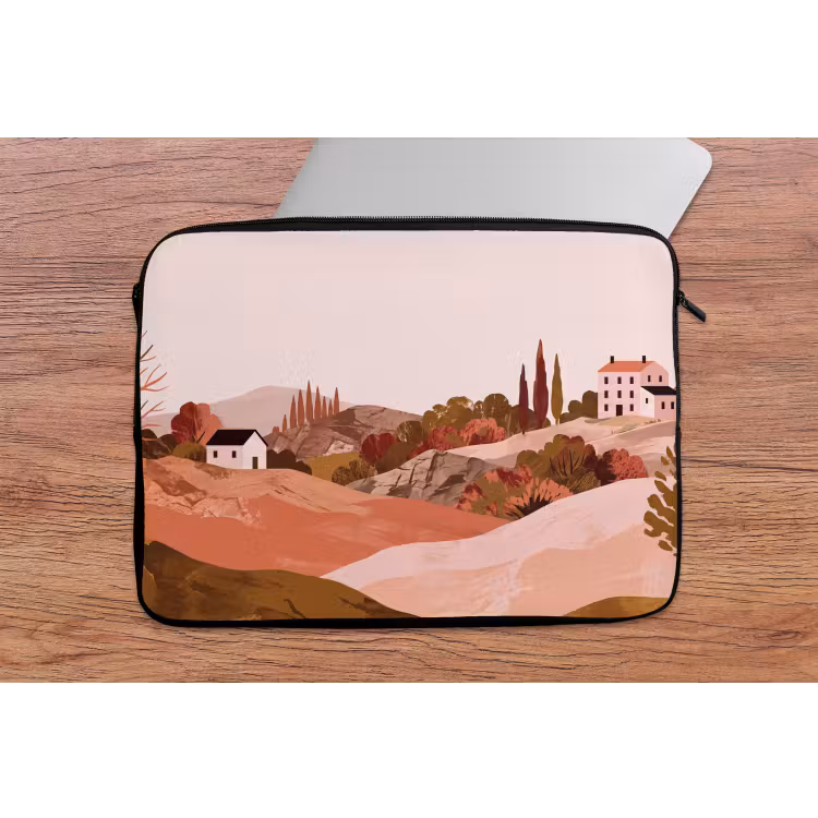 Laptophoes - Heuvellandschap - Grafisch - Terracotta — 2