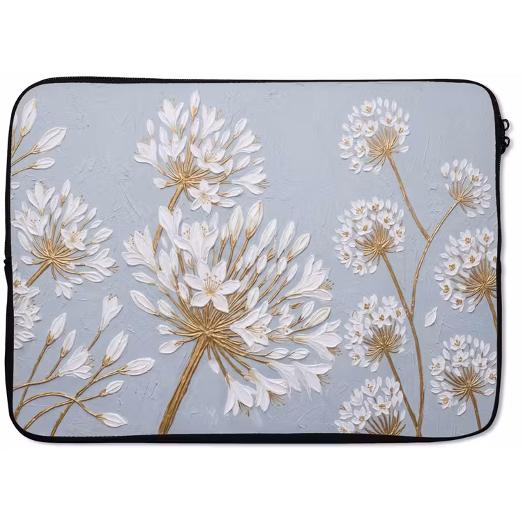 Laptophoes - Illustratie - Bloemen - Blauw — 1
