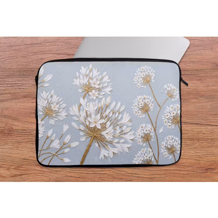 Laptophoes - Illustratie - Bloemen - Blauw — 2