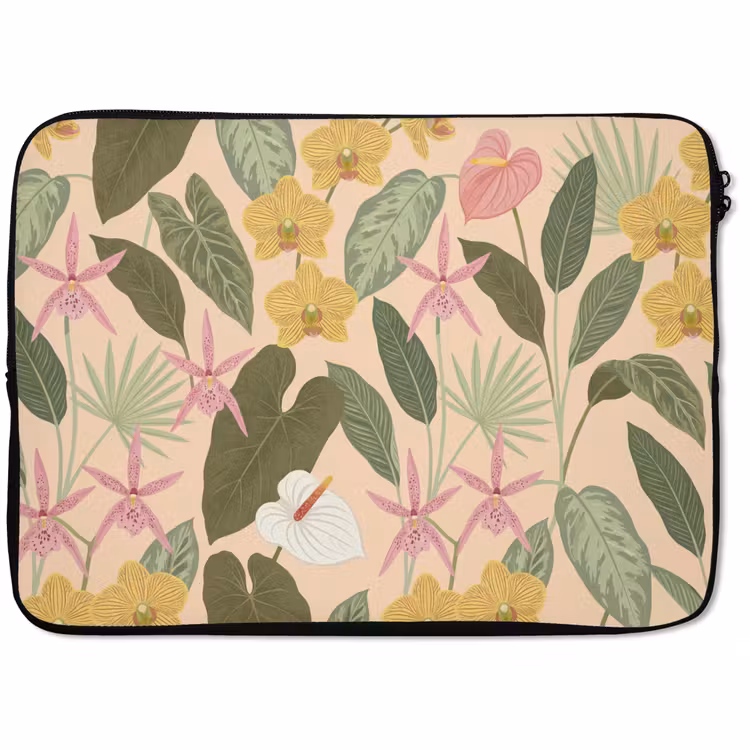 Laptophoes - Patroon - Bloemen - Kleurrijk — 1