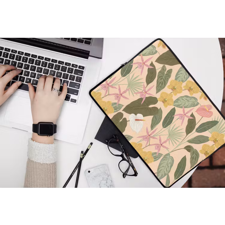 Laptophoes - Patroon - Bloemen - Kleurrijk — 3