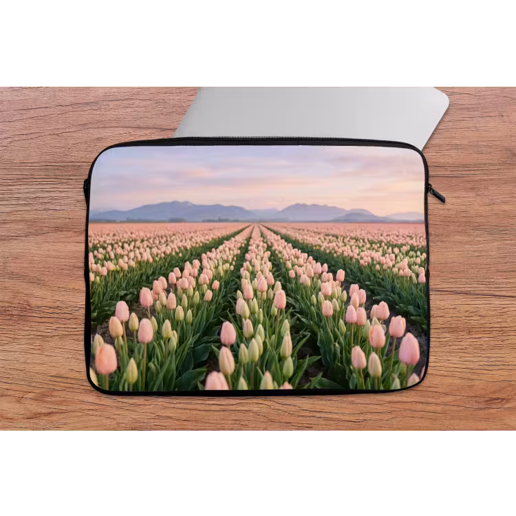 Laptophoes - Tulpen - Landschap - Roze — 2