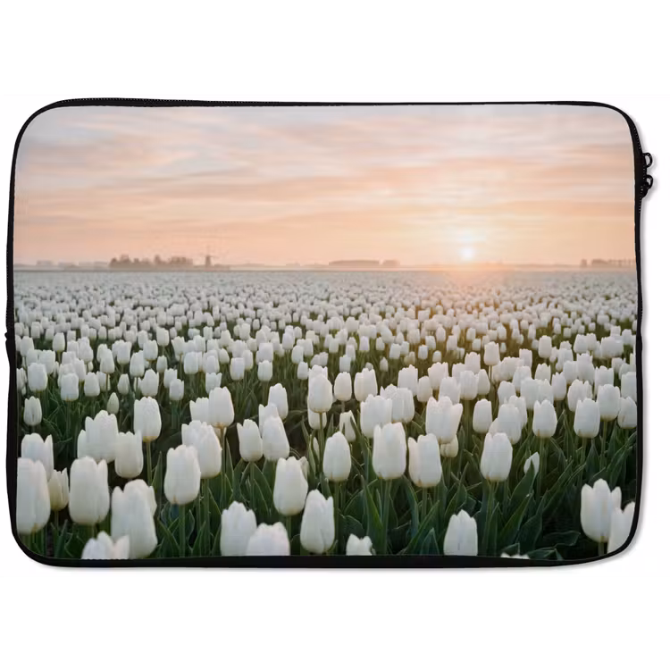 Laptophoes - Tulpen - Landschap - Wit — 1