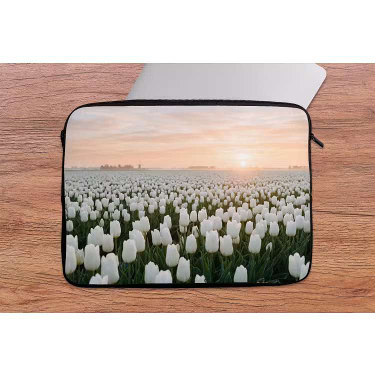 Laptophoes - Tulpen - Landschap - Wit — 2