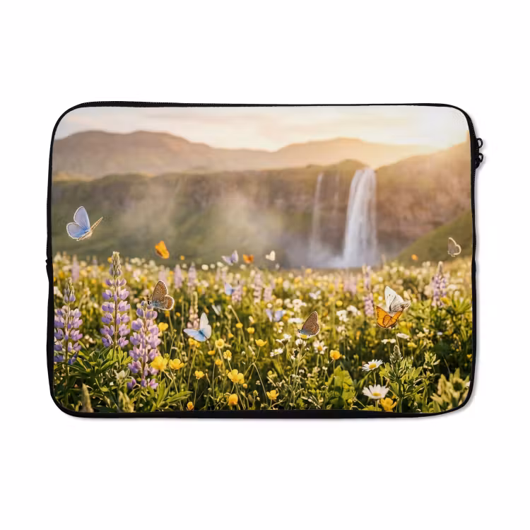 Laptophoes - Vlinders - Waterval - Bloemenveld — 5
