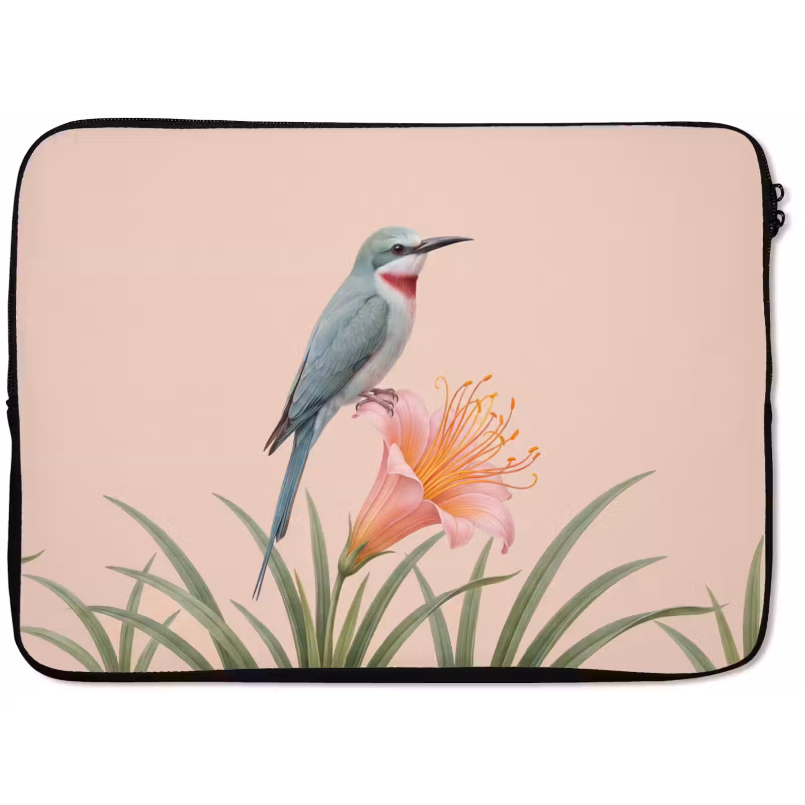 Laptophoes - Vogel - Bloem - Natuur - Roze — 1