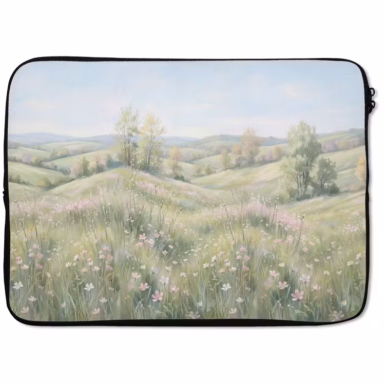 Laptophoes - Bloemen veld - Bloemen - Groen — 1