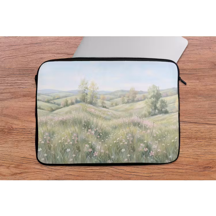 Laptophoes - Bloemen veld - Bloemen - Groen — 2