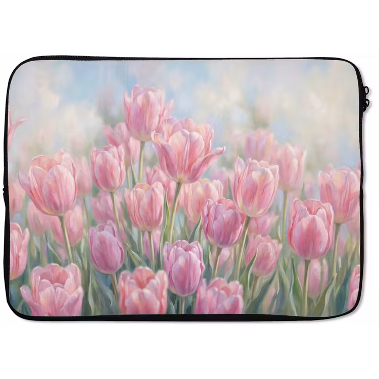 Laptophoes - Tulpen - Veld - Lente - Roze — 1