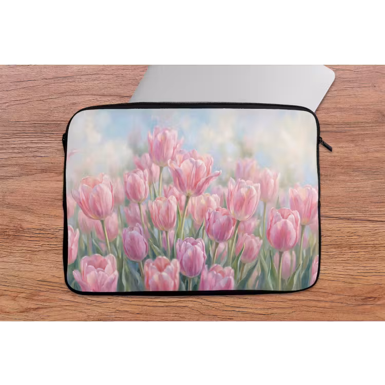 Laptophoes - Tulpen - Veld - Lente - Roze — 2