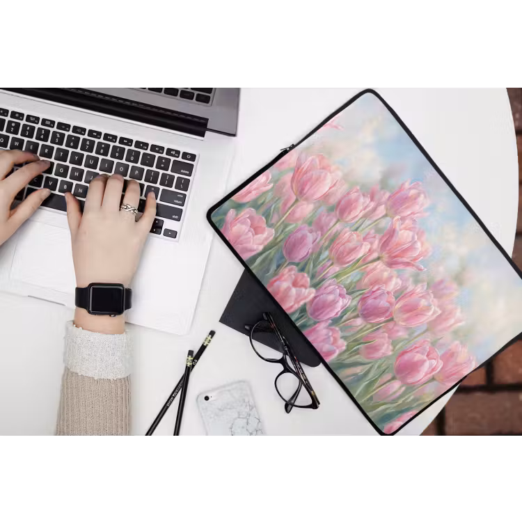 Laptophoes - Tulpen - Veld - Lente - Roze — 3