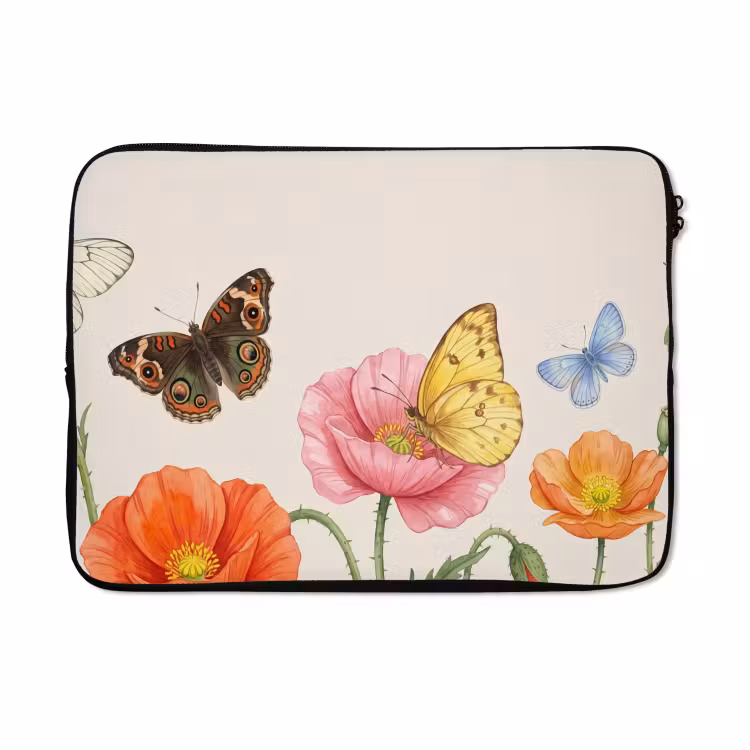 Laptophoes - Vlinders - Klaprozen - Illustratie - Kleurrijk — 5