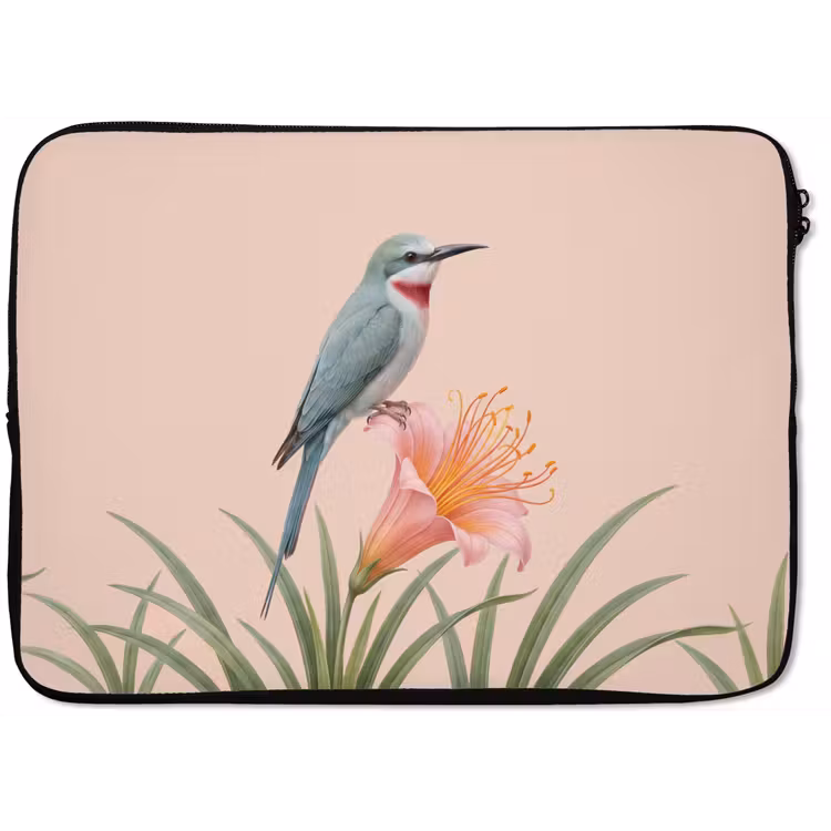 Laptophoes - Vogel - Bloem - Natuur - Roze — 1