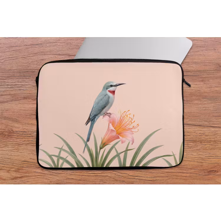 Laptophoes - Vogel - Bloem - Natuur - Roze — 2