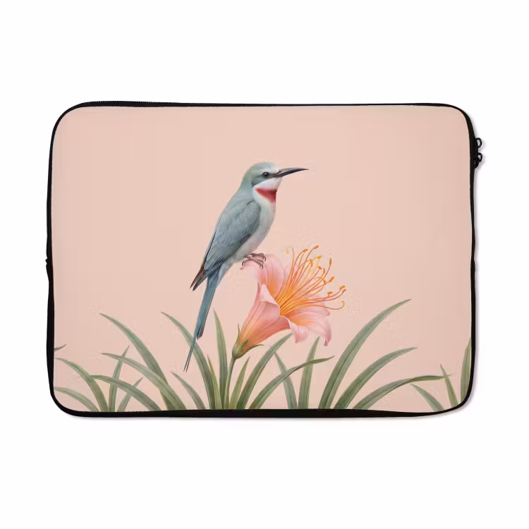 Laptophoes - Vogel - Bloem - Natuur - Roze — 5