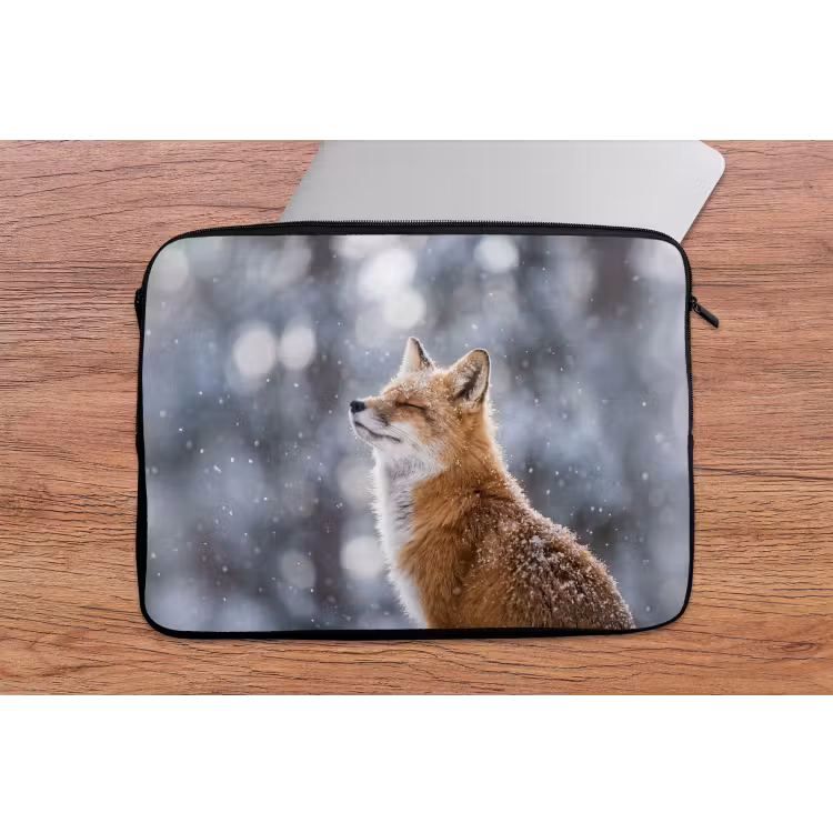 Laptophoes - Vos - Sneeuwval - Portret - Winter - Sfeervol — 2