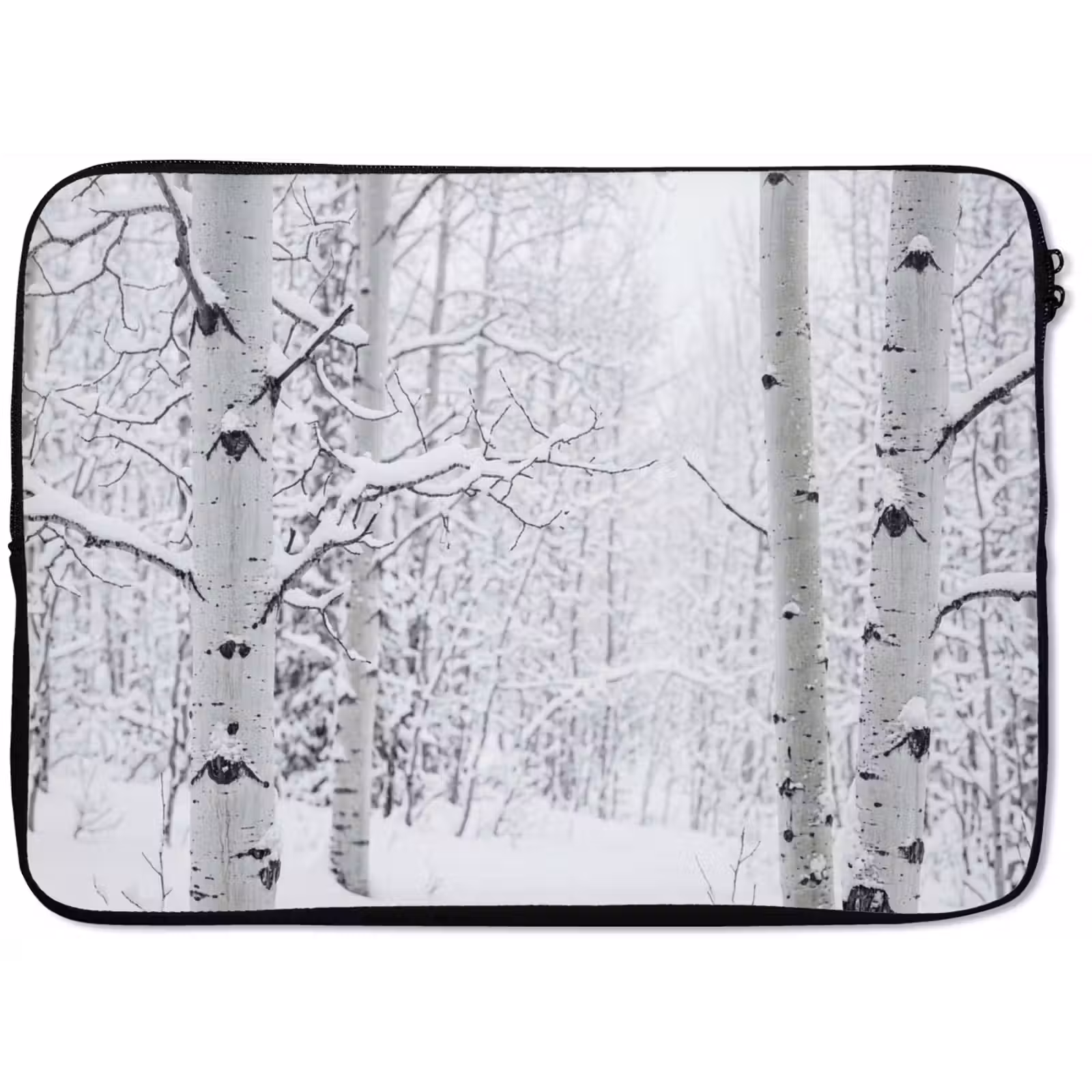 Laptophoes - Berkenbomen - Sneeuw - Winter - Bos - Wit — 1