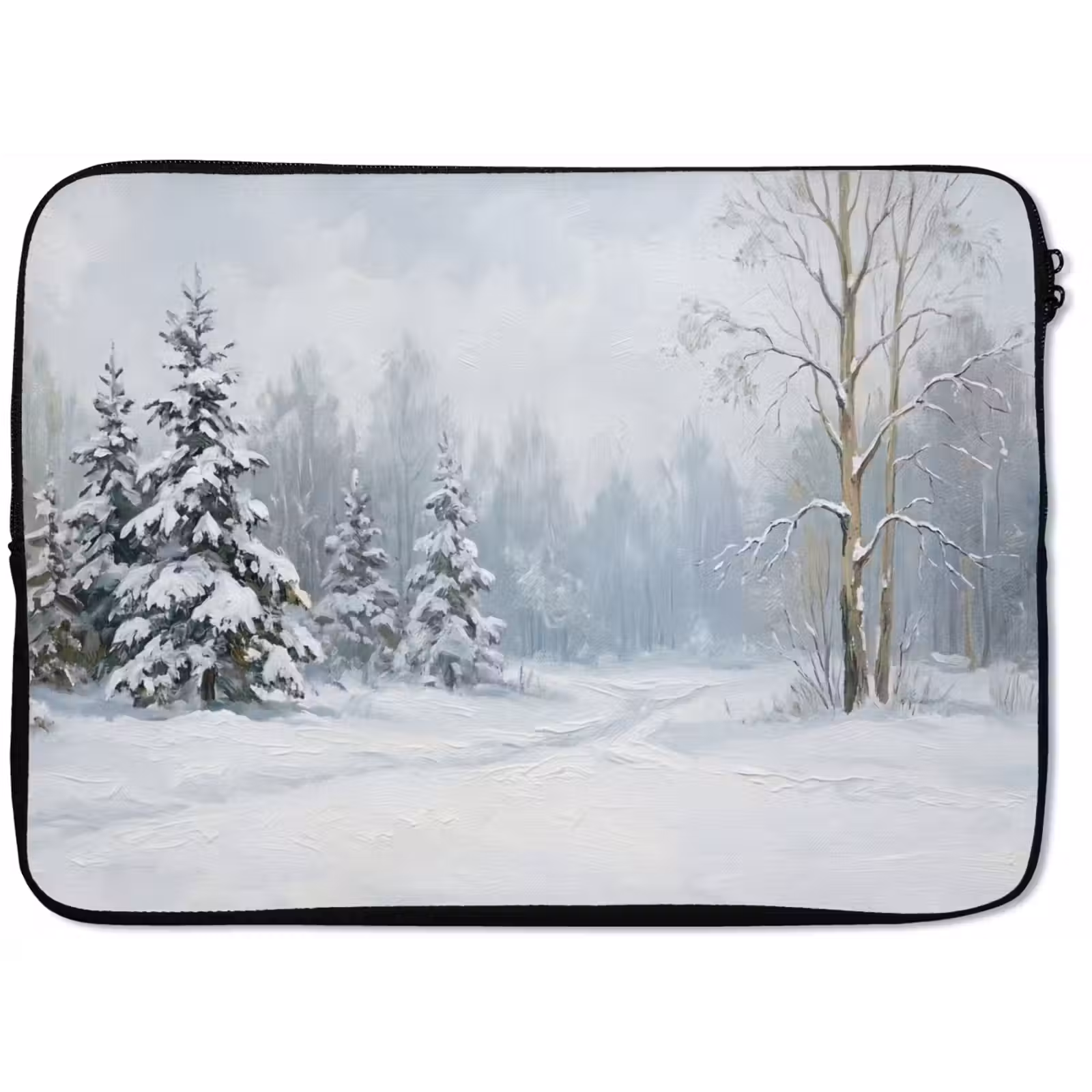 Laptophoes - Bospad - Dennen - Sneeuw - Winter - Rustgevend — 1