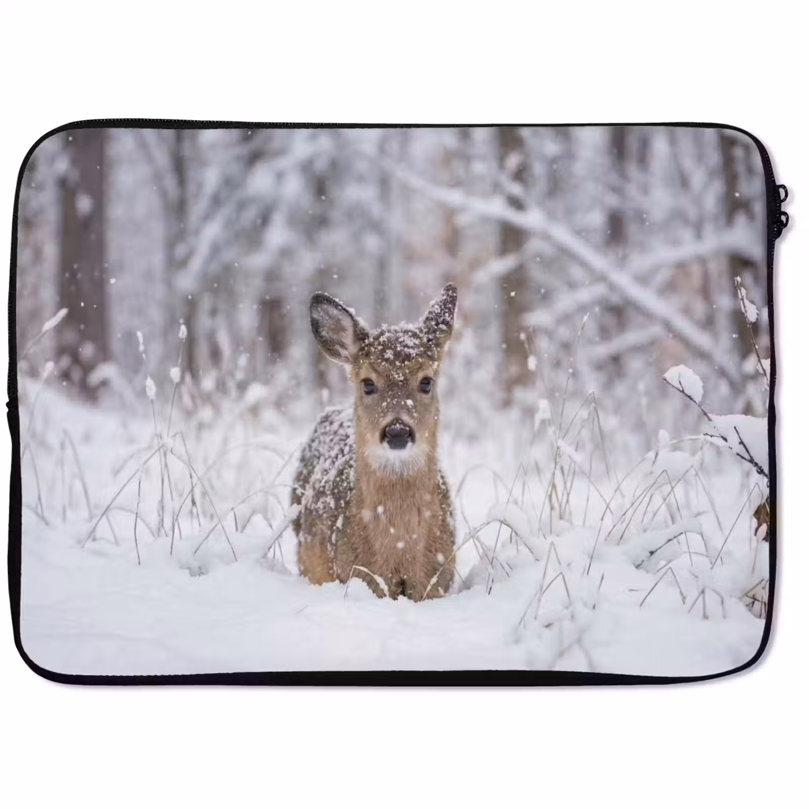 Laptophoes - Hert - Sneeuw - Bos - Dieren - Vertederend — 1