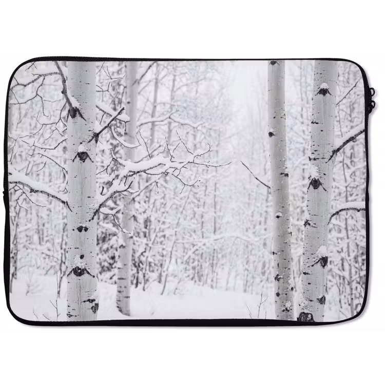 Laptophoes - Berkenbomen - Sneeuw - Winter - Bos - Wit — 1
