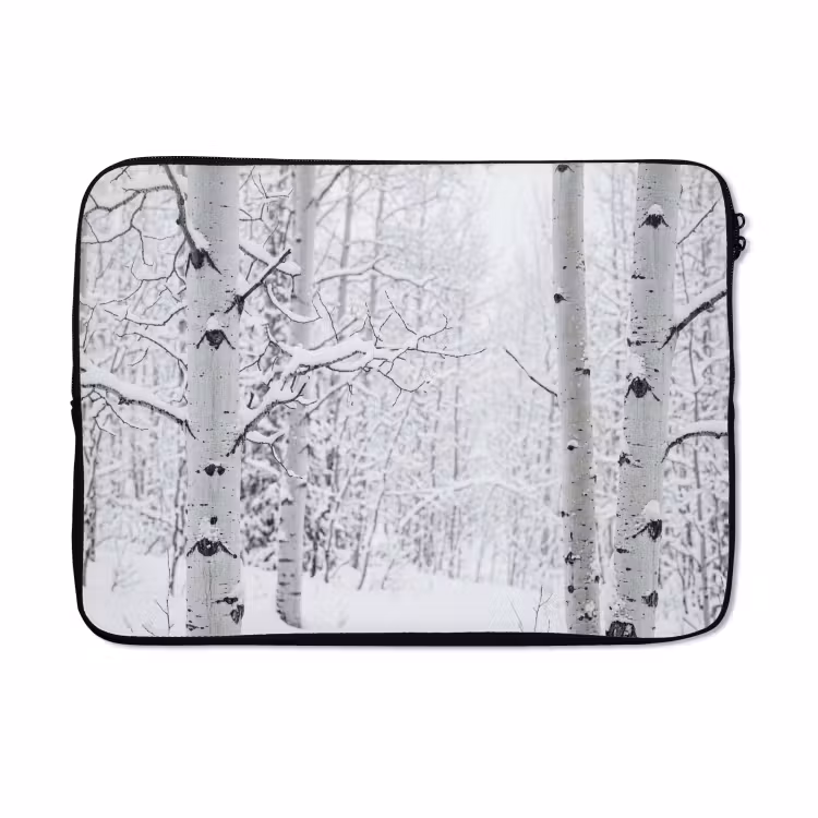 Laptophoes - Berkenbomen - Sneeuw - Winter - Bos - Wit — 5