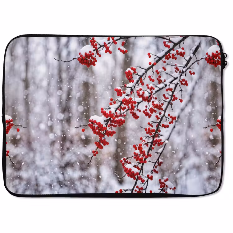 Laptophoes - Bessen - Takken - Sneeuw - Winter - Kleurrijk — 1