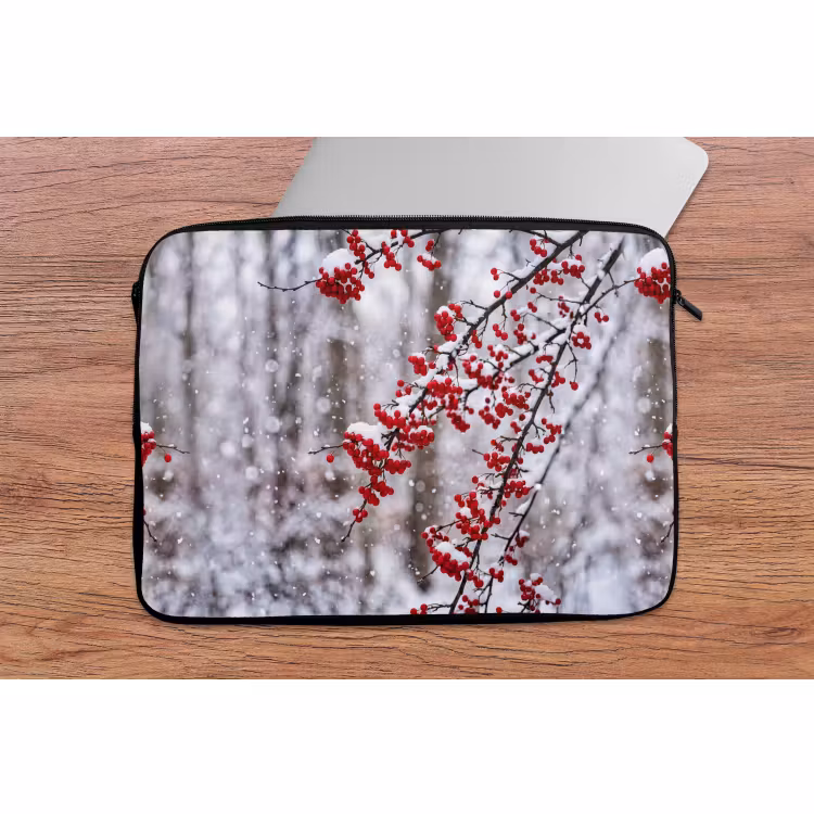 Laptophoes - Bessen - Takken - Sneeuw - Winter - Kleurrijk — 2