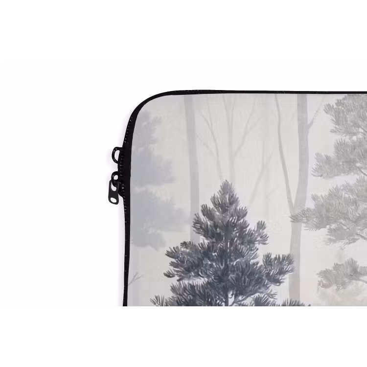 Laptophoes - Bos - Bomen - Mist - Natuur - Illustratie - Grijs — 6