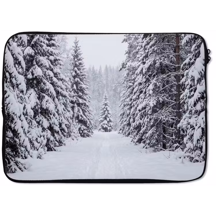 Laptophoes - Bos - Winter - Sneeuw - Pad - Natuur — 1