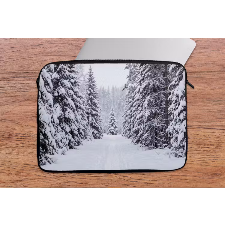 Laptophoes - Bos - Winter - Sneeuw - Pad - Natuur — 2
